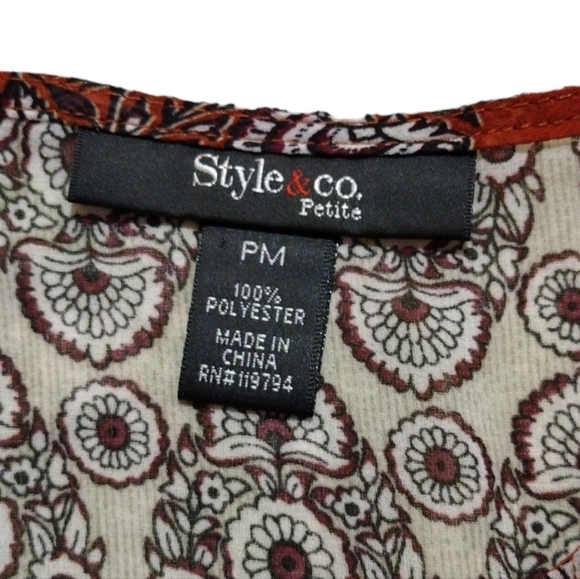 STYLE & Co Peasant 3/4 Sleeve  Blouse - Picture 5 of 5